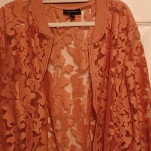 Lane Bryant Orange Lace Bomber Jacket
